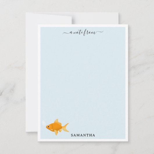 かわいい金魚が泳ぐ水中名前をカスタムする ノートカード (正面)