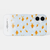 かわいい金魚が泳ぐ水本名前をカスタムする iPhone 16ケース (裏面横)