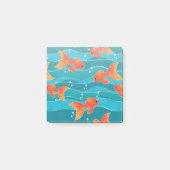 かわいい金魚と水柄 ポストイット (正面)