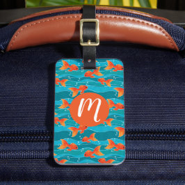 かわいい金魚と水柄 ラゲッジタグ