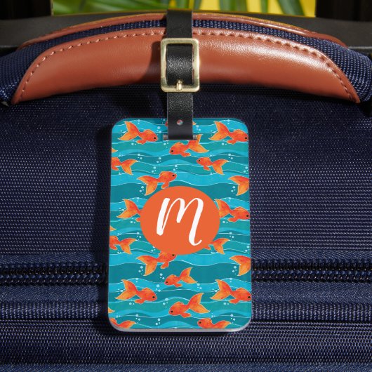 かわいい金魚と水柄 ラゲッジタグ (正面インサイチュ2)