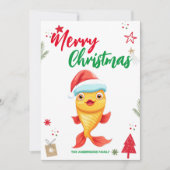 かわいい金魚のクリスマスホリデーファミリー名 シーズンカード (正面)