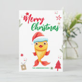 かわいい金魚のクリスマスホリデーファミリー名 シーズンカード (スタンド正面)