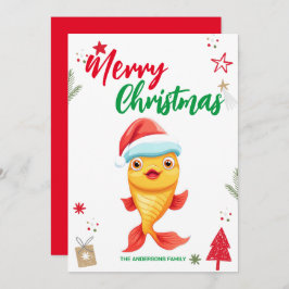 かわいい金魚のクリスマスホリデーファミリー名 シーズンカード