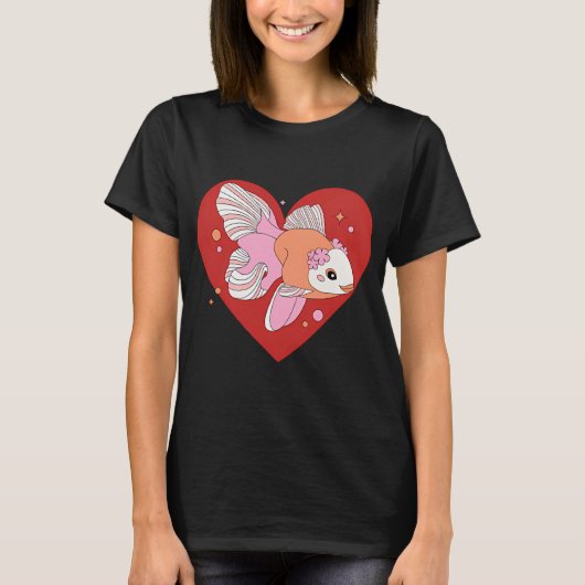 かわいい金魚のハート Tシャツ (正面)