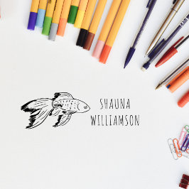 かわいい金魚の子パーソナライズされた名 セルフインキングスタンプ