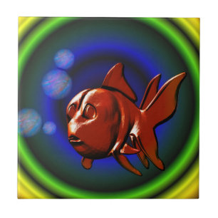 かわいい金魚の抽象芸術アートタイル タイル
