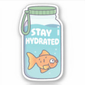 かわいい金魚の水瓶詰め水和おもしろい シール (正面)