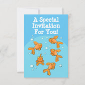 かわいい金魚の漫画の誕生日の招待 招待状 (裏面)