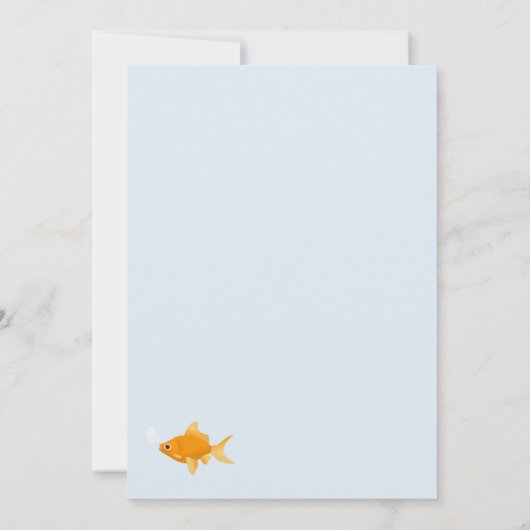 かわいい金魚スイミングウォーターまたは魚のアリ誕生日 招待状 (裏面)
