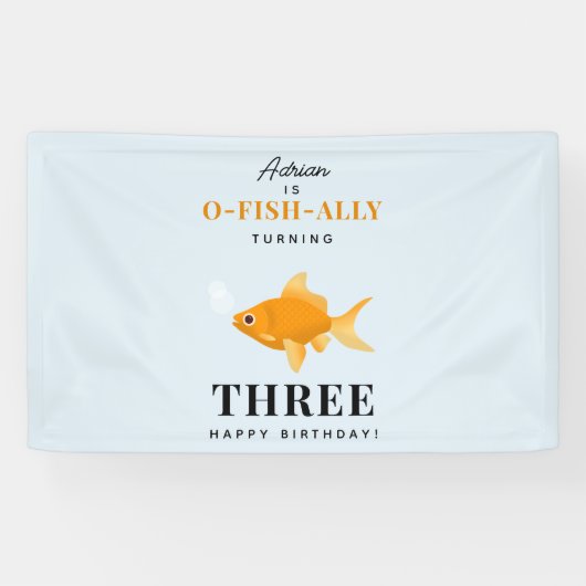 かわいい金魚スイミングウォーター子供の誕生日パーティー 横断幕 (横)