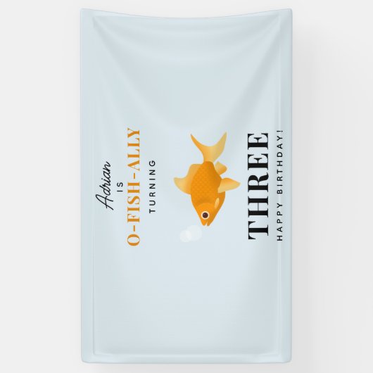 かわいい金魚スイミングウォーター子供の誕生日パーティー 横断幕 (縦)