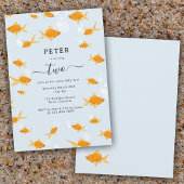 かわいい金魚釣りおもしろい子供の誕生日パーティー 招待状