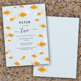 かわいい金魚釣りおもしろい子供の誕生日パーティー 招待状