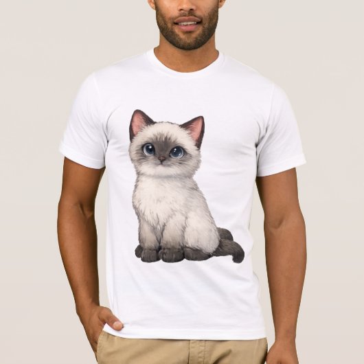 かわいい金魚鉢の子猫 Tシャツ (正面)