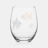 かわいい金魚 面白い魚 ユニーク ステムなしワイングラス (裏面)