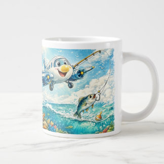 かわいい釣り飛行機マグカップ - 楽しい海洋アドベンチャーコーヒー ジャンボコーヒーマグカップ