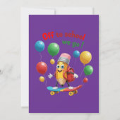  かわいい鉛筆のスケートボード | 楽しい新学期  招待状 (裏面)