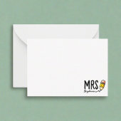 かわいい鉛筆の先生の子供の名前カード 学校に戻る ノートカード