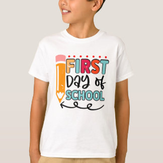 かわいい鉛筆アートの子供用バックトゥスクールシャツ Tシャツ