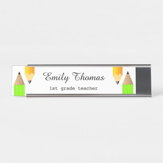 かわいい鉛筆スクール先生教室 デスクネームプレート (正面)
