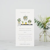 かわいい鉢付き葉の多肉植物ベビーシャワー サンキューカード (スタンド正面)