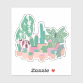 かわいい鉢植えの観葉植物ステッカー シール (シート)