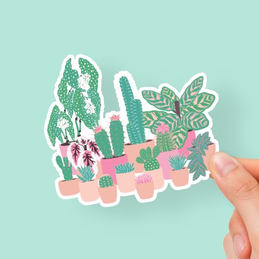 かわいい鉢植えの観葉植物ステッカー シール