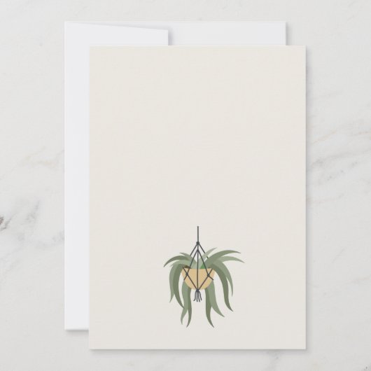 かわいい鉢植え多肉植物カップルのシャワー 招待状 (裏面)