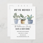 かわいい鉢植え引っ越しました発表 案内ポストカード (正面/裏面)