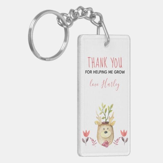 かわいい鉢植え救済を育ててくれてありがとう キーホルダー (正面左)