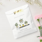 かわいい鉢状の葉状の多肉植物ブライダルシャワー フェイバーバッグ (封をした状態)