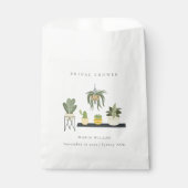 かわいい鉢状の葉状の多肉植物ブライダルシャワー フェイバーバッグ (正面)