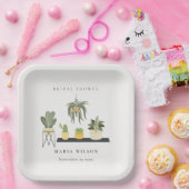 かわいい鉢状の葉状の多肉植物ブライダルシャワー ペーパープレート (パーティー)