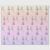 かわいい銀エレガントのクリスマス模様 ラッピングペーパー (フラット)