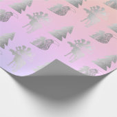 かわいい銀エレガントのクリスマス模様 ラッピングペーパー (角)