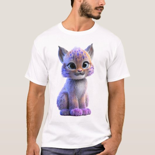 かわいい銀河のネオン子猫 メンズ Tシャツ (正面)