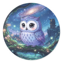 かわいい銀河フクロウステッカー