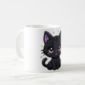 かわいい銀河系ブラックキャットマグカワイティシチュアル子猫 コーヒーマグカップ (正面左)