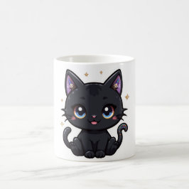かわいい銀河系ブラックキャットマグカワイティシチュアル子猫 コーヒーマグカップ
