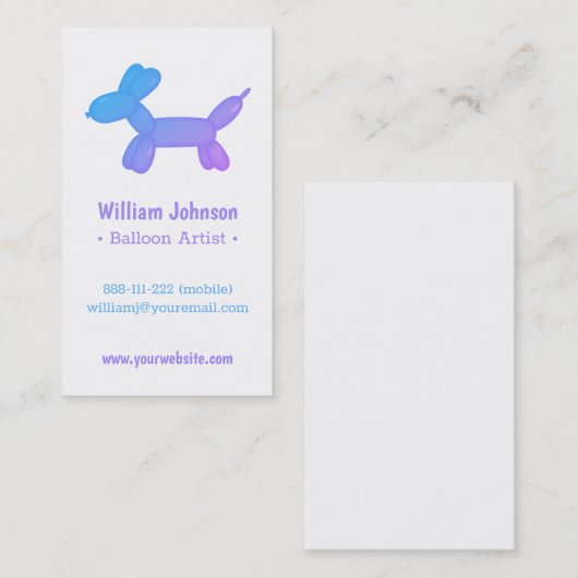かわいい銀河系犬の気球の芸術家 名刺 (正面/裏面)