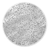 かわいい銀色のチーターヒョウの皮のプリント柄 セラミックノブ (正面)