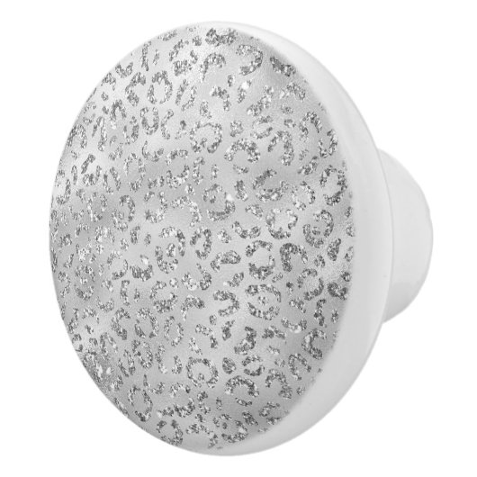 かわいい銀色のチーターヒョウの皮のプリント柄 セラミックノブ (右)