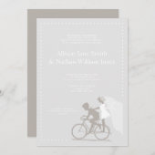 かわいい銀製の自転車のカップルの結婚式招待状 招待状 (正面/裏面)