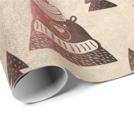 かわいい銅バラ金ゴールドクリスマスツリーベアパターン ラッピングペーパー