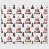 かわいい銅バラ金ゴールドクリスマスツリーベアパターン ラッピングペーパー (フラット)