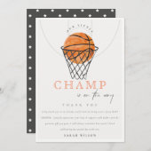 かわいい錆の私たちの小さなチャンプバスケットボールベビーシャワー サンキューカード (正面/裏面)