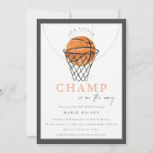 かわいい錆の私たちの小さなチャンプバスケットボールベビーシャワー 招待状 (正面)