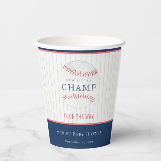 かわいい錆び私たちの小さなチャンプ野球の赤ちゃんシャワー 紙コップ (正面)