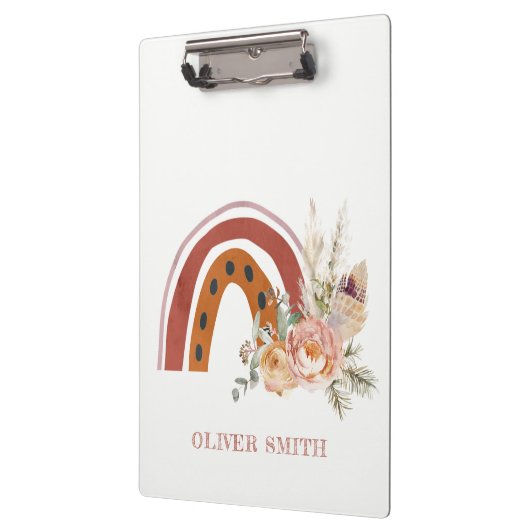 かわいい錆オレンジボホフローラレインボーウォーター色 クリップボード (左)